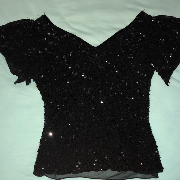 sequin blouse black